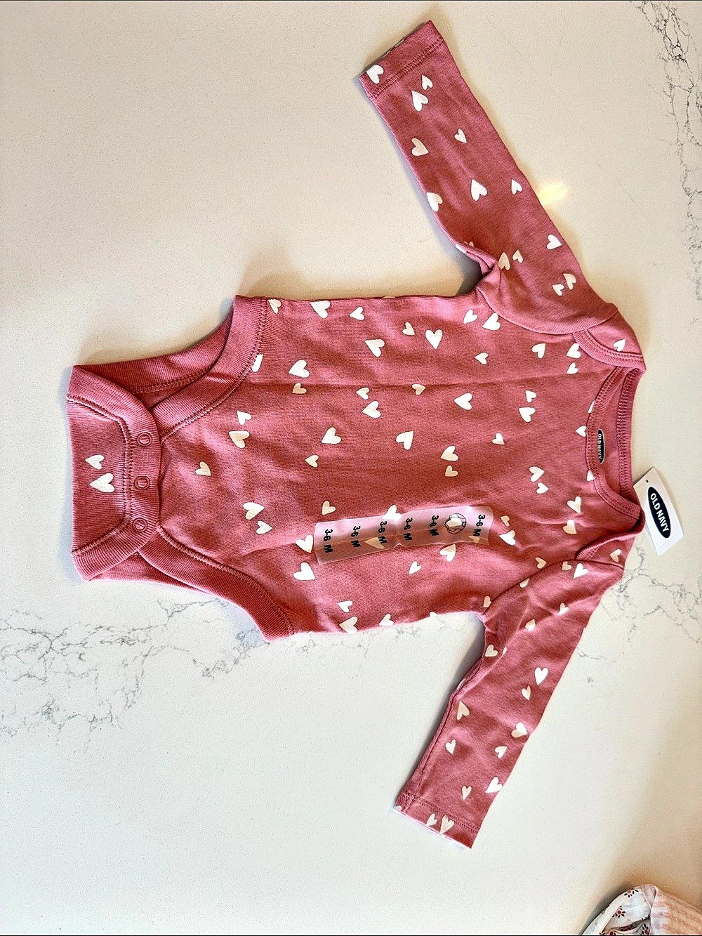 Old Navy Baby Heart Print Long Sleeve Bodysuit